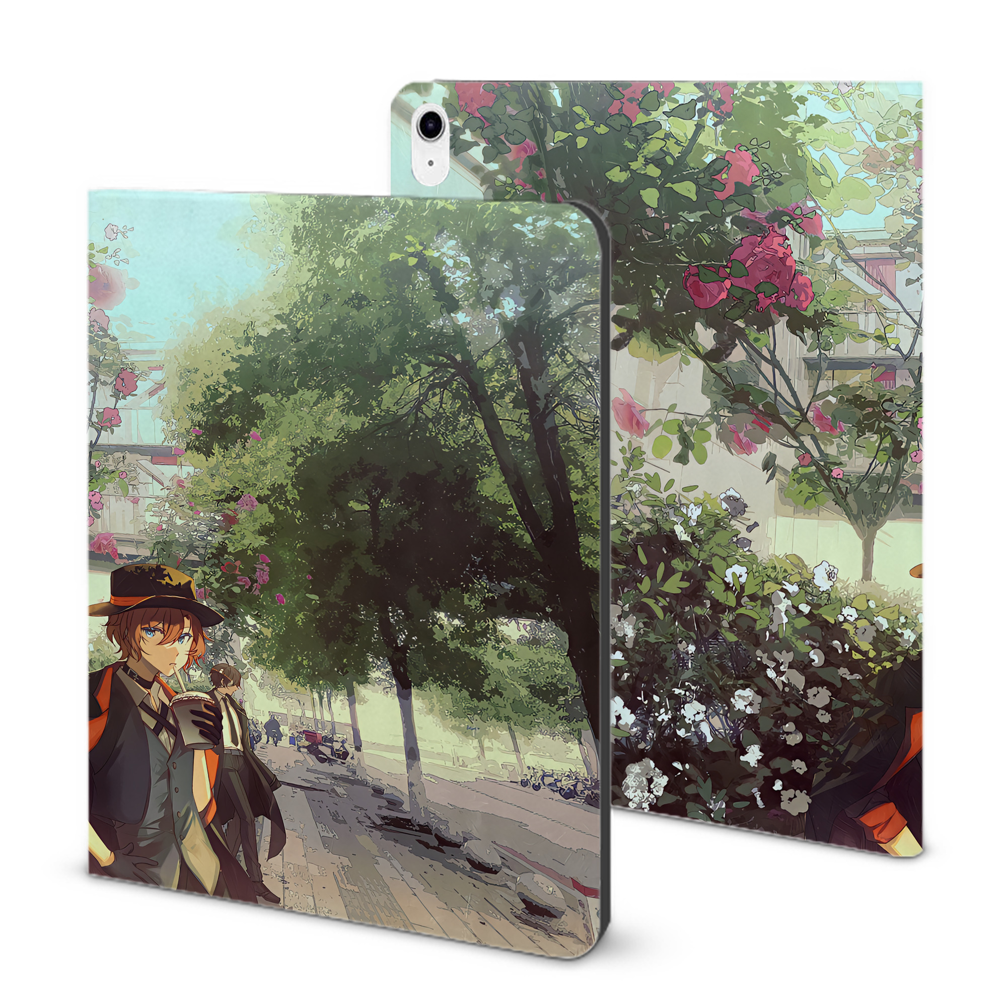 （画像用） 文豪ストレイドッグス Bungo Stray Dogs IPad ケース ブック型 PUレザー TPU 耐衝撃 軽量 薄型 ペン収納なし 全面保護 IPad 各モデル対応